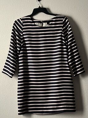 J. Crew Cute Lightweight Navy, White, Red Striped Long Sleeve Dress, Size 8